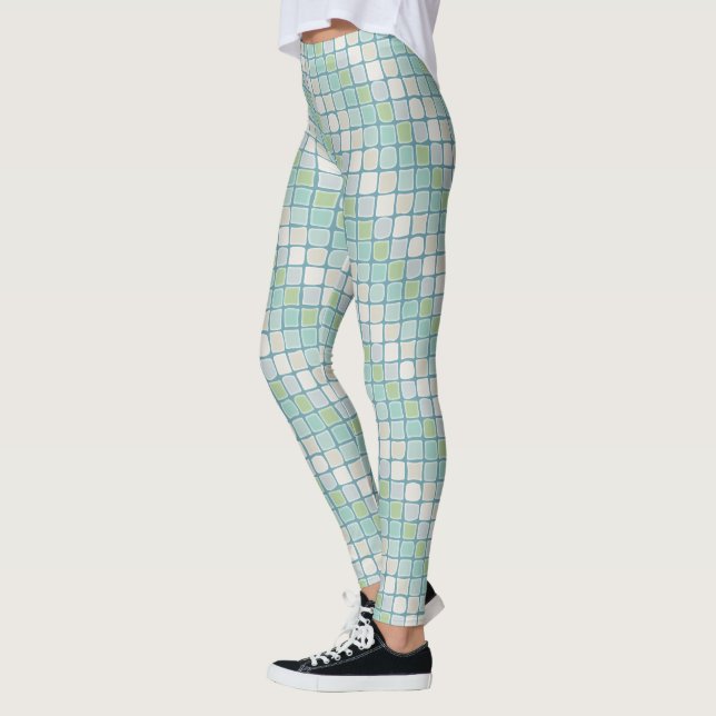 Beachy Mosaic Tiles, Sea Glass, Sand Leggings (Vänster)