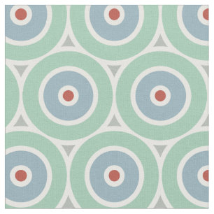 Beachy Nautical Circles in Red, Aqua, Grått Tyg