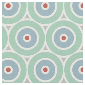 Beachy Nautical Circles in Red, Aqua, Grått Tyg