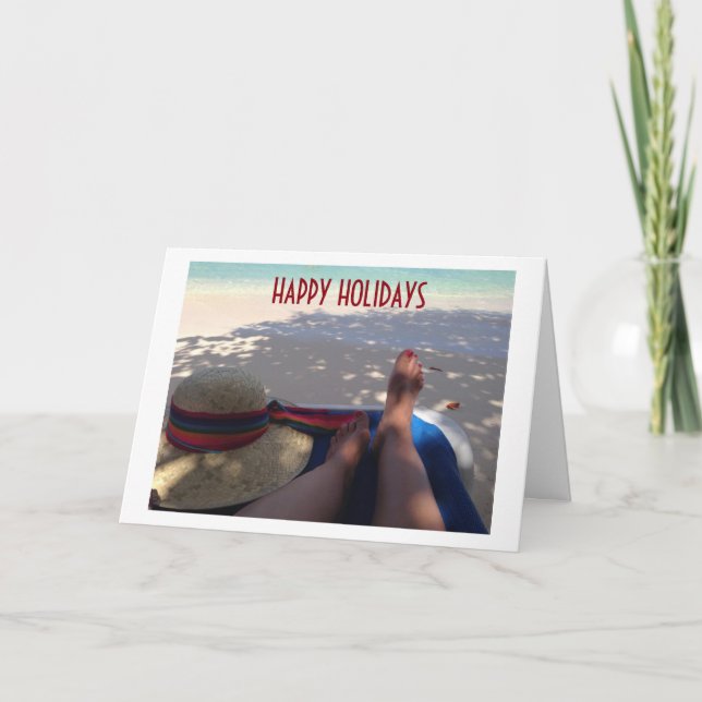 BEACHY ÖNSKEMÅL FÖR EN LYCKLIG, VARM, MERRY HELGDA HELGKORT (Framsida)