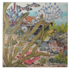 Beachy Sea Life Moray Eel Fish Marine Mural Pc.#1 Kakelplatta