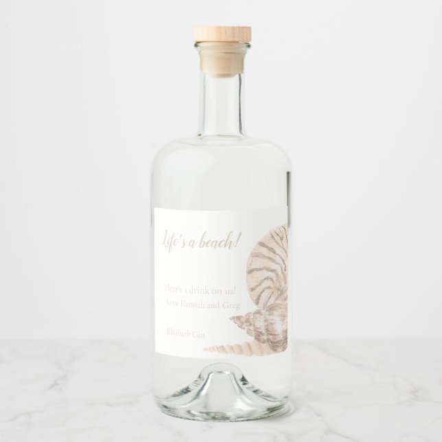 Beachy Sea Snäcka Design Flaska Spritflaskor Etikett (Framsida)