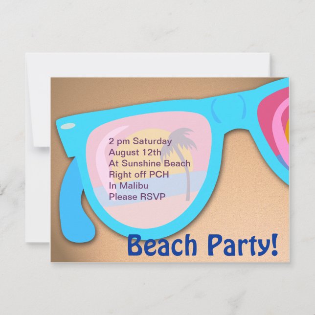 Beachy Shades Beach Party-tid Inbjudningar (Framsida)
