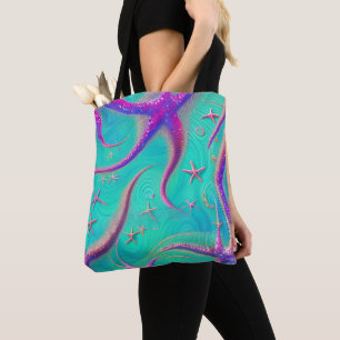 Beachy ThLED Teal and Lila Starfish Tygkasse