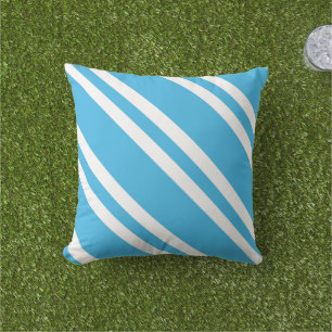 Beachy Turkvoise Blue och White Rand Kudde