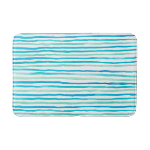 Beachy Turquoise Watercolor Rand Badrumsmatta