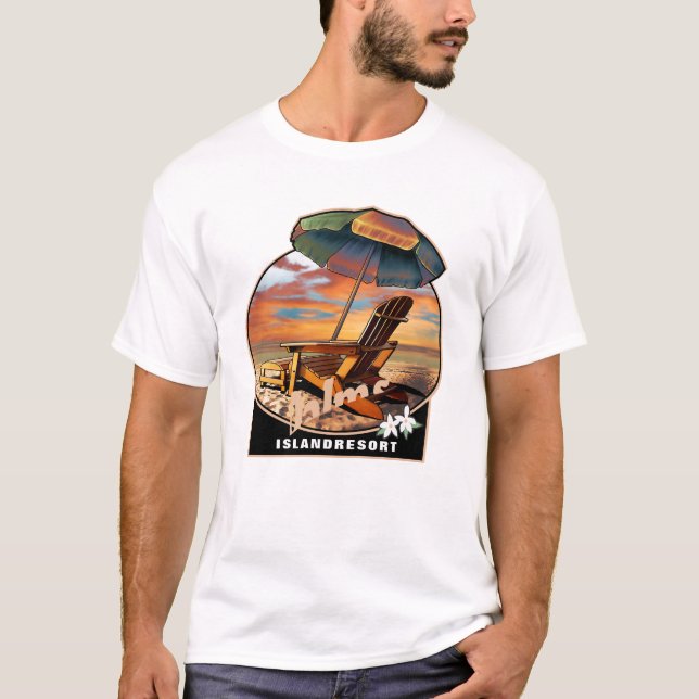 Beachy Vibes Tee, Retro Summer Time, Sunset Tshir T Shirt (Framsida)