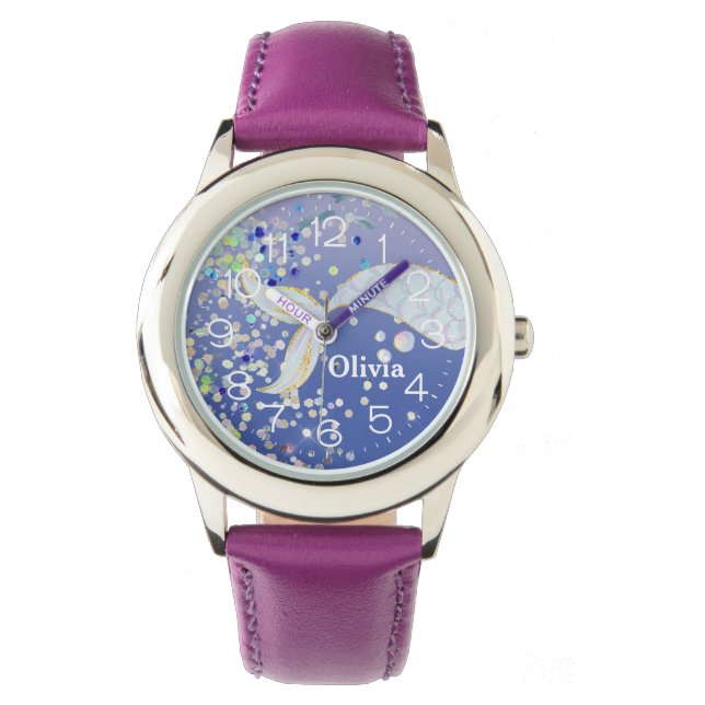 Beachy vid Sjöjungfrun Glitter under havet Armbandsur (Framsida)