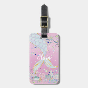 Beachy vid Sjöjungfrun Glitter under havet Bagagebricka