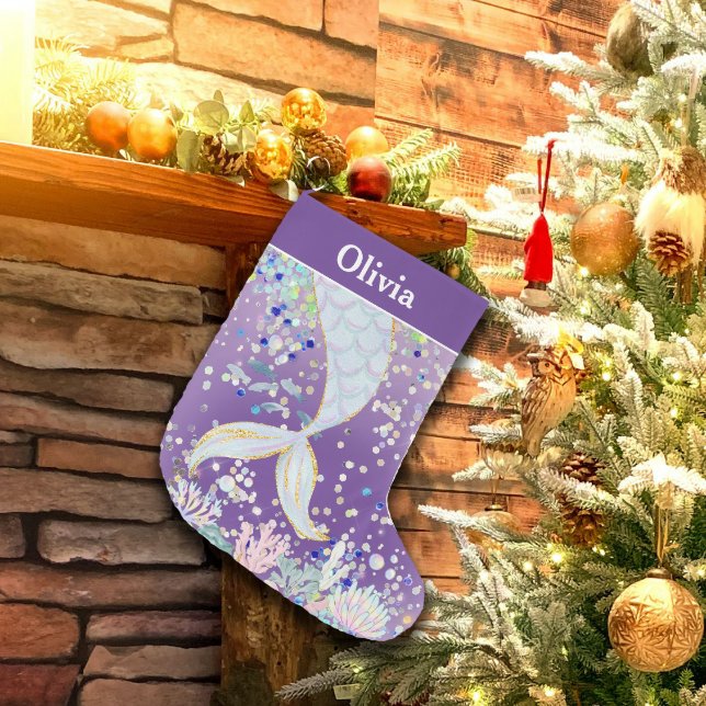 Beachy vid Sjöjungfrun Glitter under havet Stor Julstrumpa (Skapare uppladdad)