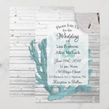 Beachy White Tvättat inbjudningar till Wood Weddin