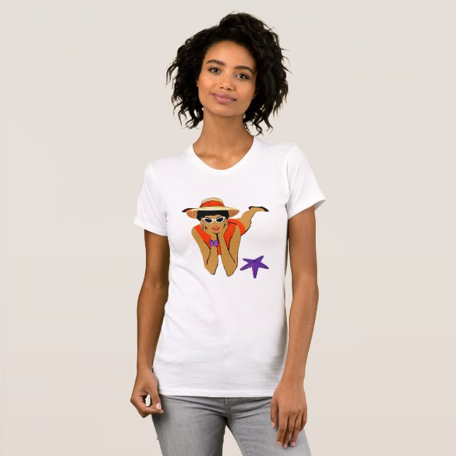 Beachy Women and Starfish Shirt Tee (Hel framsida)