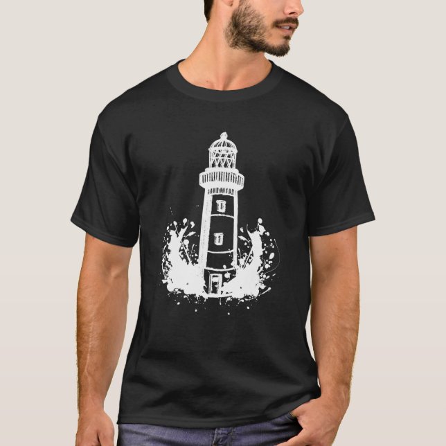 Beacon Lighthouse-fyren kusten Vatten T Shirt (Framsida)