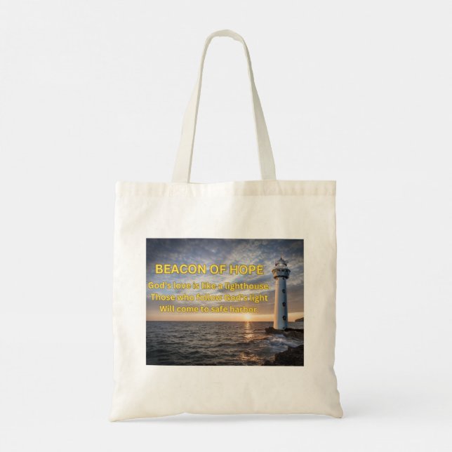 Beacon of Hope Lighthouse Tote Bag Tygkasse (Baksida)