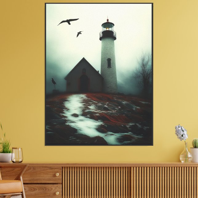 "Beacon of Solitude in Mist" Canvastryck (Insitu (Vardagsrum))