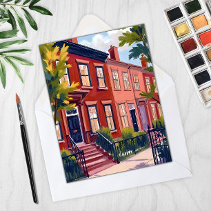 Beacon Street Boston Massachusetts Akvarellkort