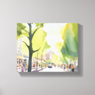 Beacon Street sommar   Boston, MA akvarell Canvastryck