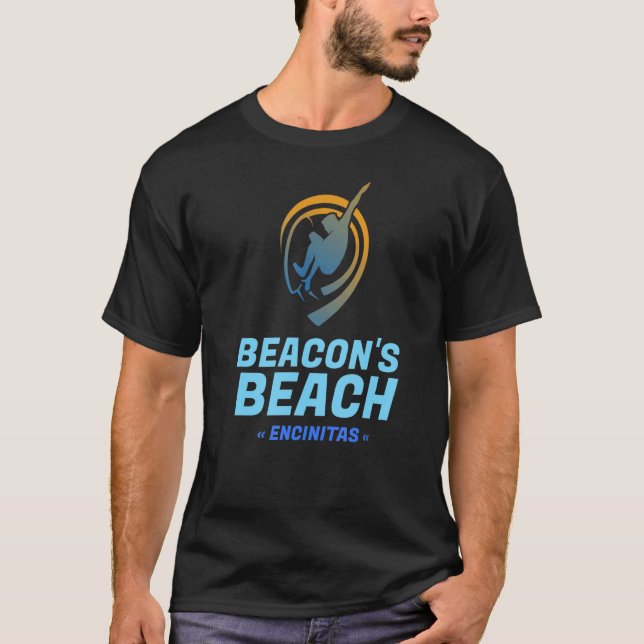 Beacon's Beach Encinitas California Retro Surfer T Shirt (Framsida)