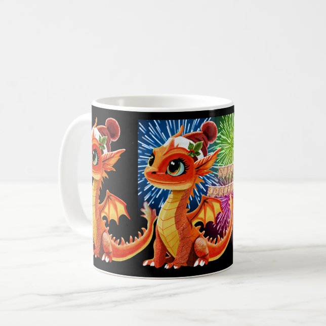 Bead Dragon för God jul Kaffemugg (Framsida vänster)
