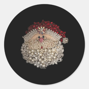 Bead jul Santa Star-gemstone-white-julafton Runt Klistermärke