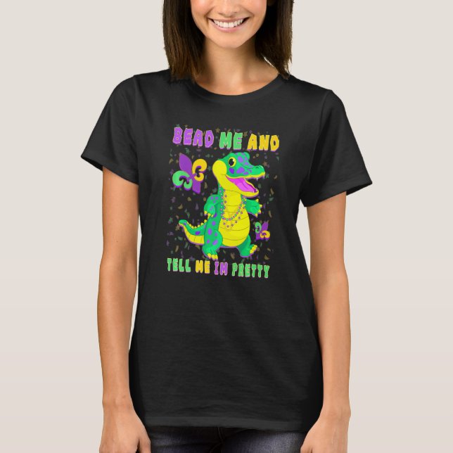 Bead Me Söt Mardi Gras Kids Outfits Funny Mard T Shirt (Framsida)