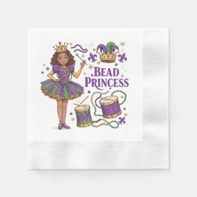 Bead Princess - Mardi Gras Pappersservett (Framsidan)