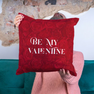 Bead röd ros Mönster är min Valentine Kudde