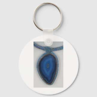 Beaded Blue Agate Nyckelring