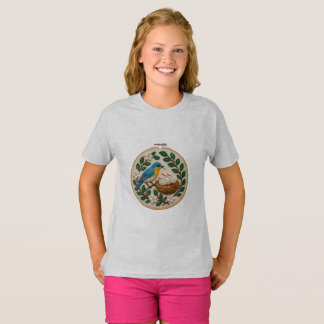 Beaded Bluebird Family Embroidery Hoop Art T Shirt