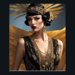 Beaded Decadence Poster<br><div class="desc">Den här bilden är en lysande återgivning av det häpnadsväckande flamman stil på 1920-talet, som visar en kvinna som är förtrollad i det lyxiga mode i eran. Hon bär en svart klänning med en komplicerad guld-broderier som illustrerar den rådande situationen. Att komplettera hennes attityd är en mängd guld-smycken, halshuggna halsband...</div>