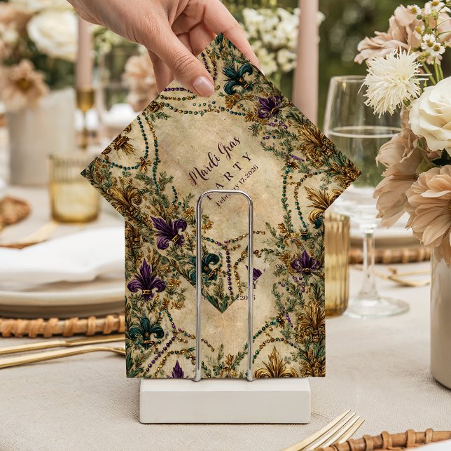 Beaded Fleur-de-Lis Mardi Gras Masquerade Pappersservett (Skapare uppladdad)