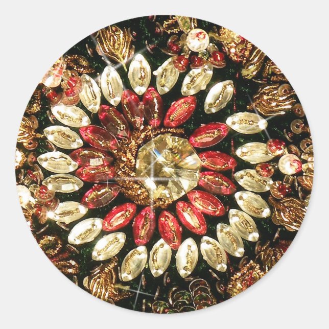 Beaded Indian Saree Photo Runt Klistermärke (Framsida)