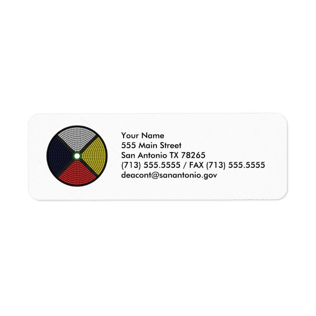 Beaded Medicine Wheel Returadress Etikett (Framsidan)