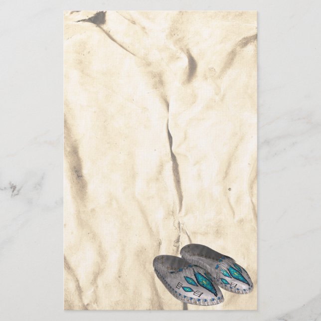 Beaded Moccasins Native American Stationery Brevpapper (Framsida)