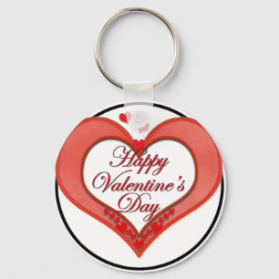 Beaded Red Heart Valentine Nyckelring