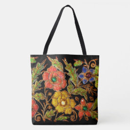 Beaded Victorian Flowers Tygkasse