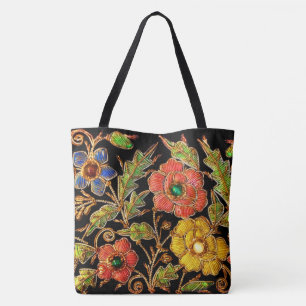 Beaded Victorian Flowers Tygkasse
