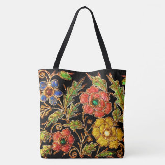 Beaded Victorian Flowers Tygkasse