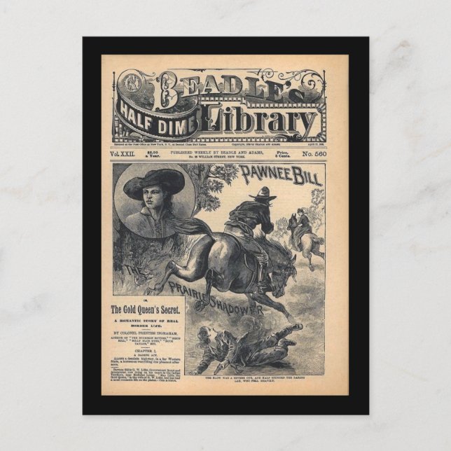 Beadles Halva Dime Bibliotek Vol XXII nr 560 1888 Vykort (Framsida)