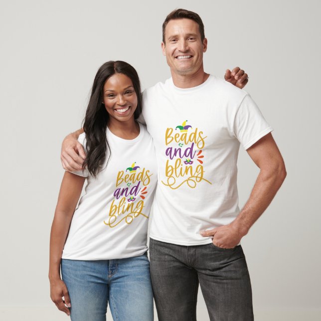Beads And Bling Mardi Gras T-Shirt  (Unisex)