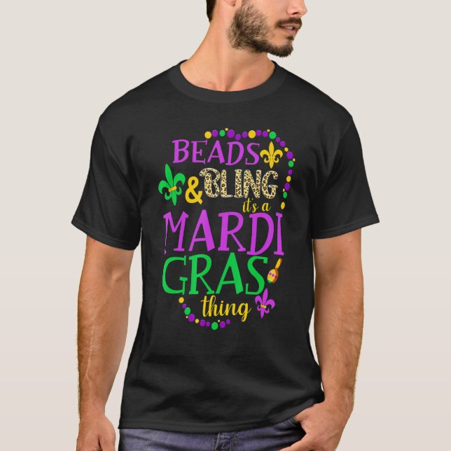 Beads & Bling It's a Mardi Gras Thing Leopard Mard T Shirt (Framsida)