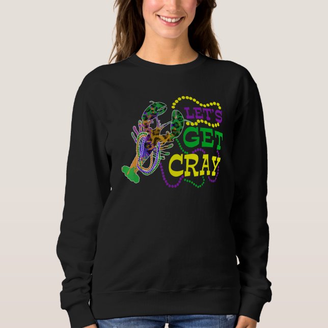 Beads Bling Let's Get Cray Dabbing Crawfish Mardi  T Shirt (Framsida)