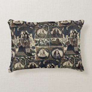 Beadwork Embroidery Charles II och hans drottning Prydnadskudde
