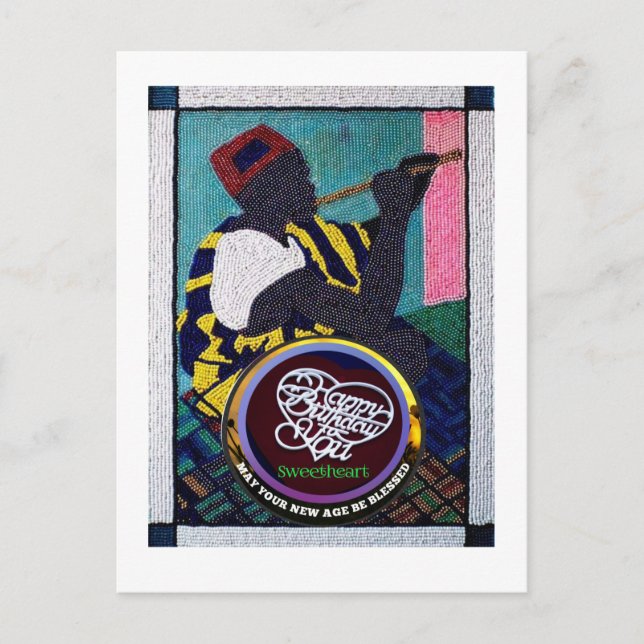 Beadwork&Handcut scrollsee work 5"x7"-födelsedag Vykort (Framsida)