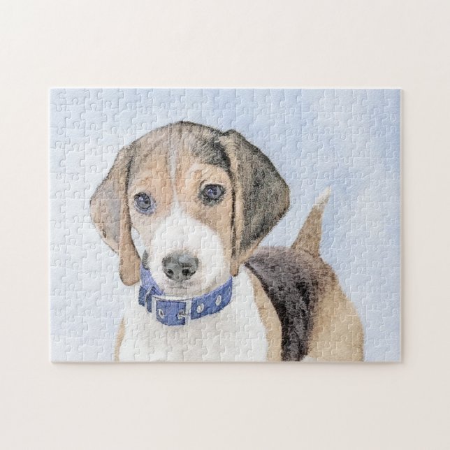 Beagelmålning - Cute Original Hund Art Pussel (Horisontell)