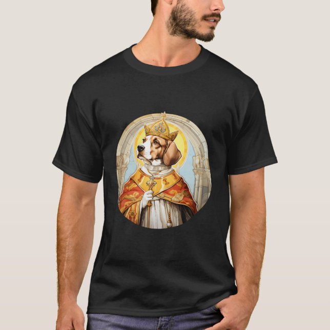 Beagla påvens Rolig hund Religiösa T Shirt (Framsida)
