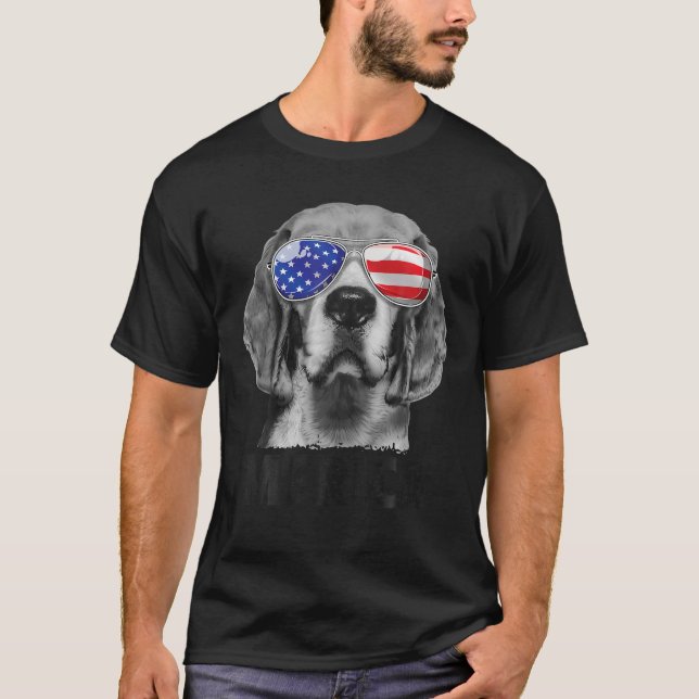 Beagle 4:e juli Merica Sunglasses Manar USA Ameri T Shirt (Framsida)