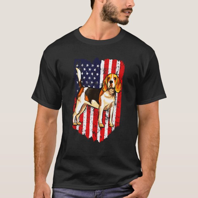 Beagle 4:e juli USA T Shirt (Framsida)
