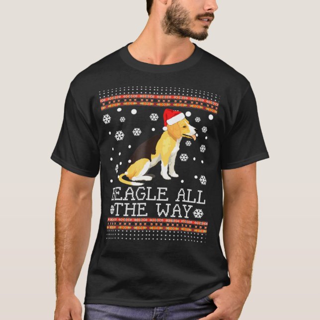 Beagle all Way-Ugly Beagle Sweater-jul T Shirt (Framsida)