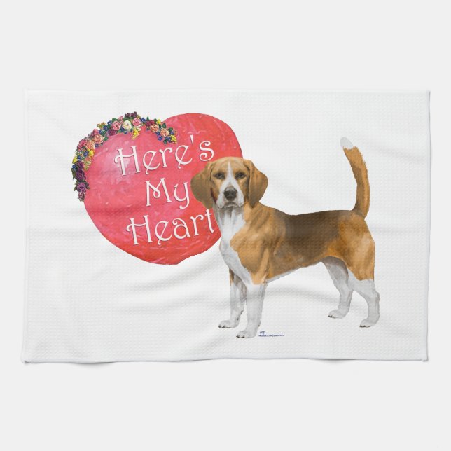 Beagle Alla Hjärtans Dag Kökshandduk (Horisontell)